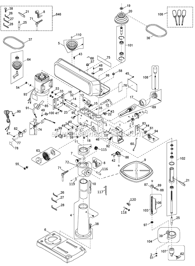 Porter Cable PCB660DP (Type 2) Drill Press Power Tool Page A Diagram